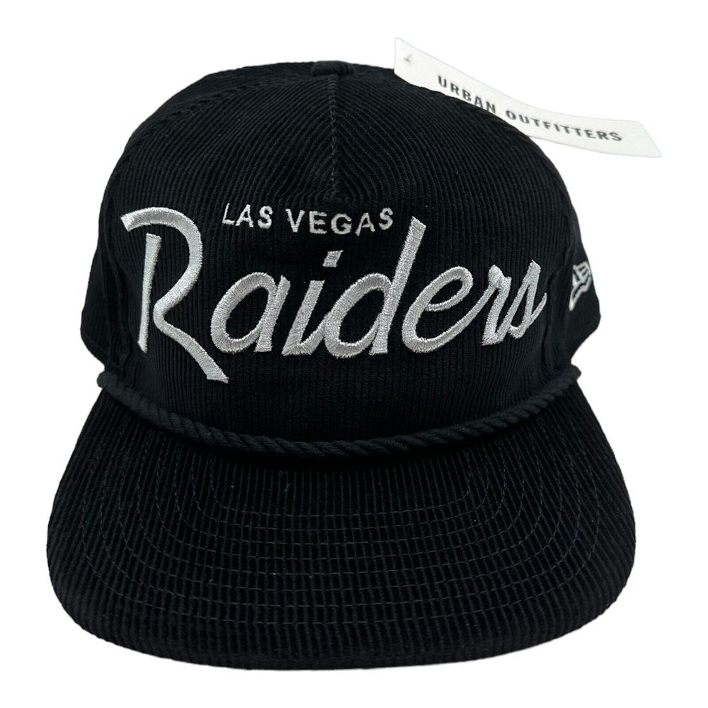 New Era The Golfer‎ Las Vegas Raiders Snapback Hat Cap NFL Corduroy Script Black